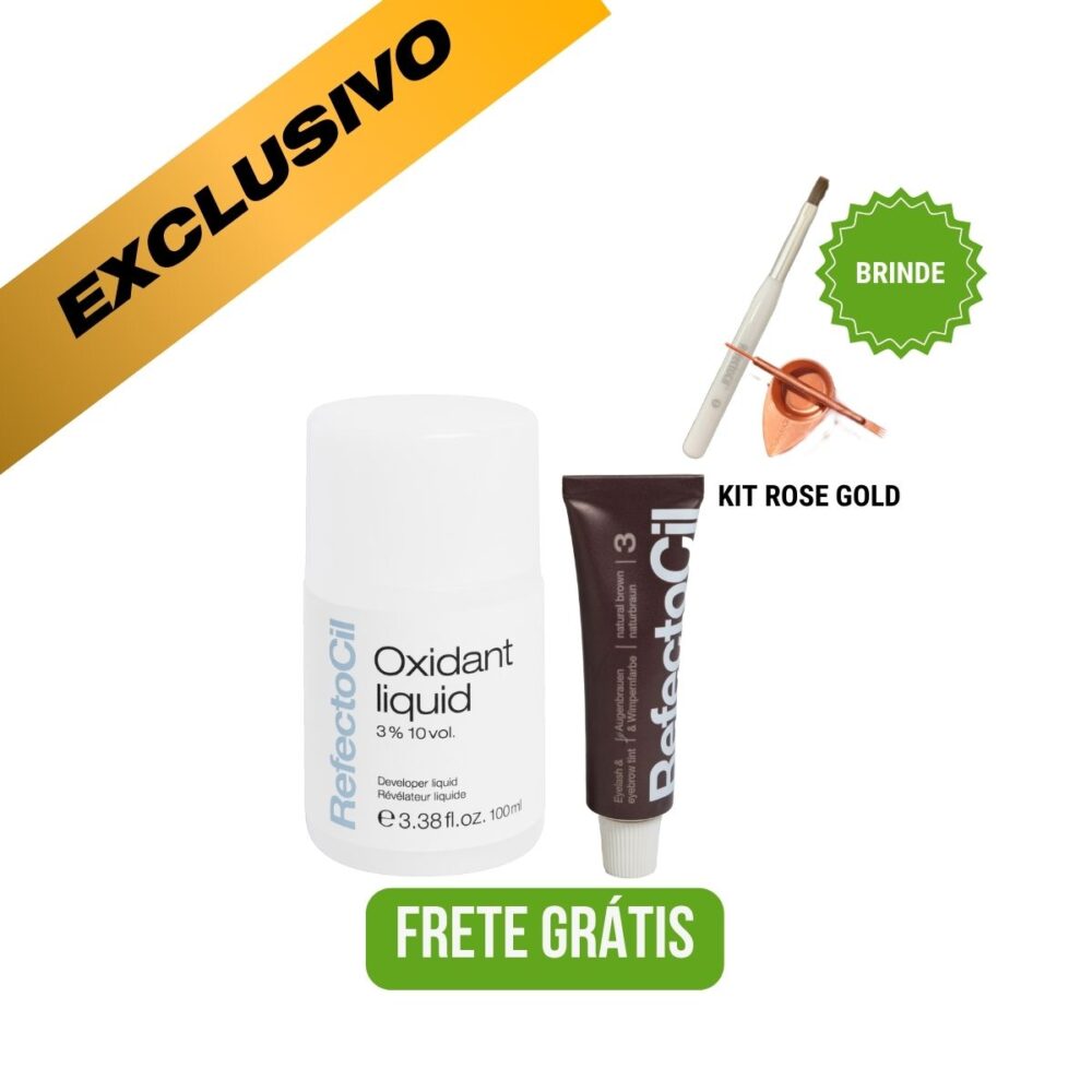 KIT Castanho Natural 3.0 + Oxidante Líquido - Brinde Kit de Aplicação