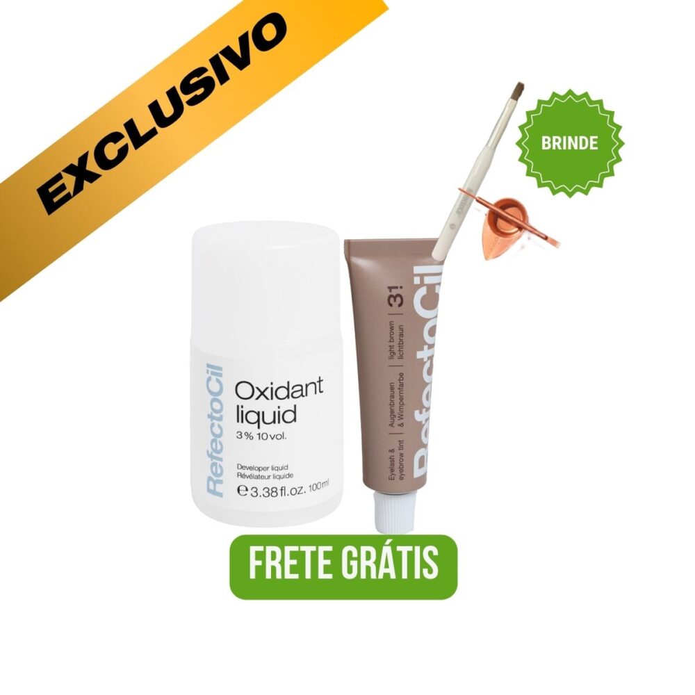 KIT Castanho Claro 3.1 + Oxidante Líquido + Brinde Kit Aplicação Rose Gold