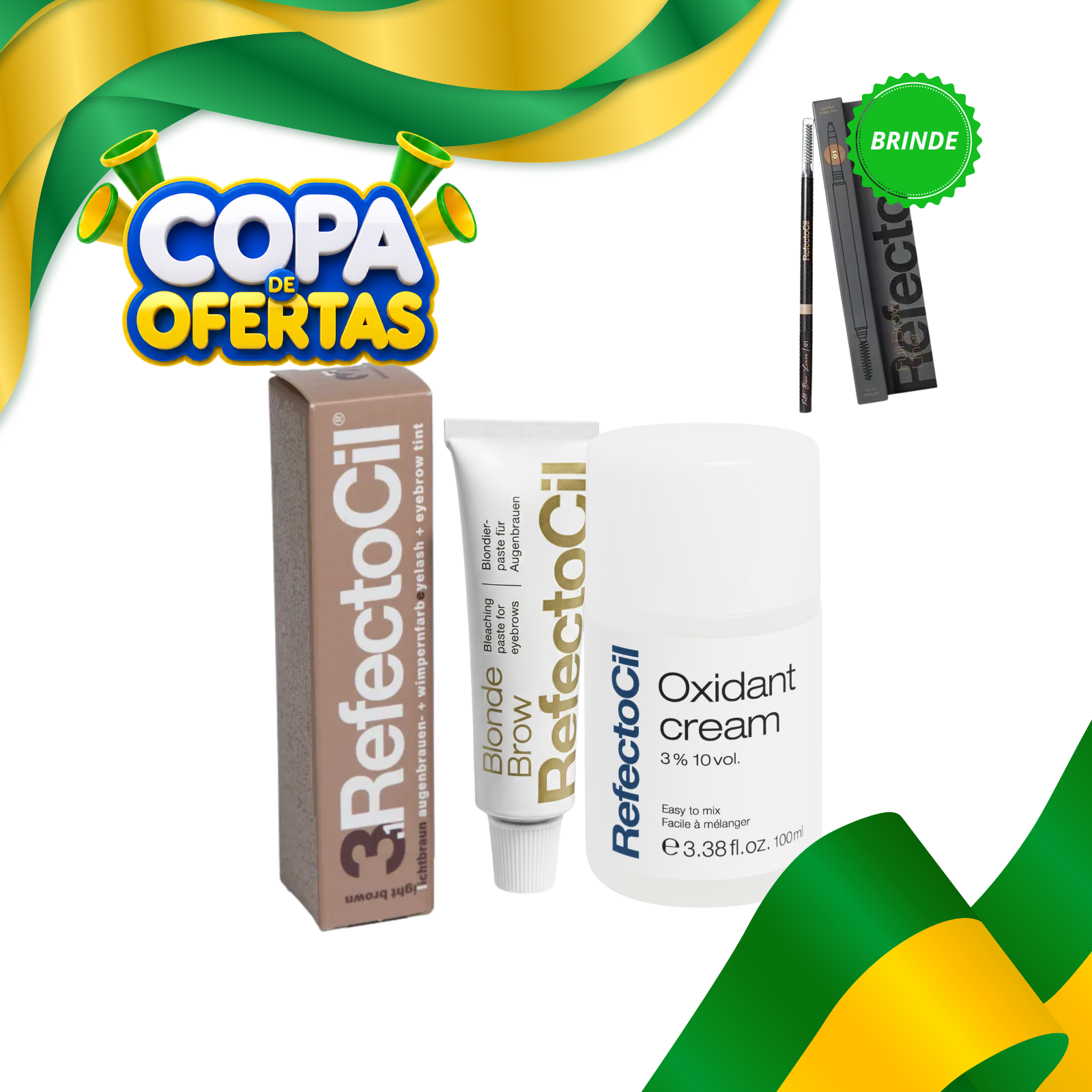 Kit Tinta (escolha) + Ox Creme+Blonde Brow + Brinde - Delineador de Sobrancelhas